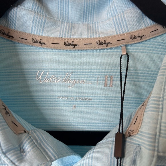 Walter Hagen Performance 11 Major Fine Line Textured Stripe Polo Daylight Blue - Picture 11 of 12